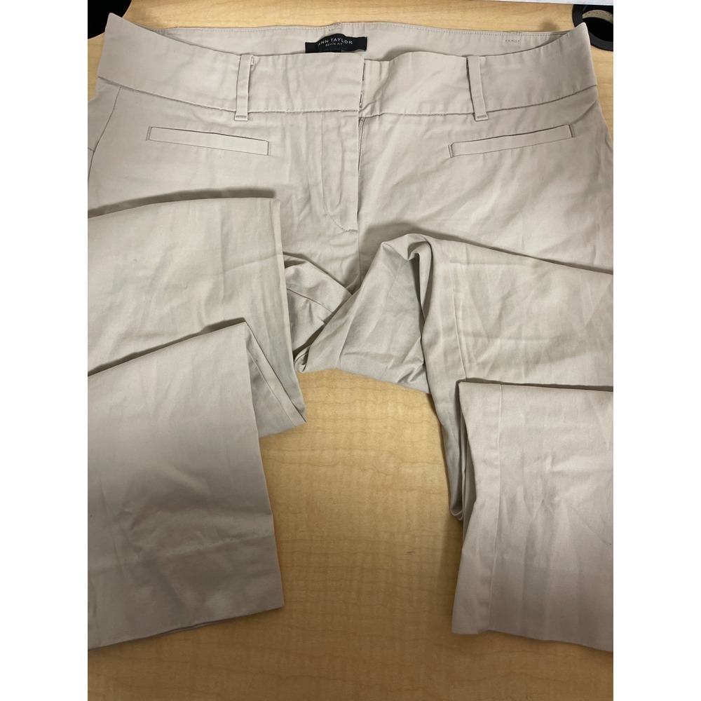 Ann Taylor Devin Fit Khaki Tan Straight Leg Dress Pants Trousers Size 4